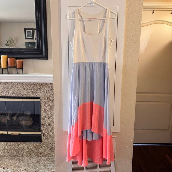 Anthropologie Hutch Capay High Low Silk Dress Size Medium Colorblock Flowy USA - Picture 4 of 12